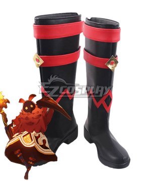 Genshin Impact Pyro Abyss Mages Black Shoes Cosplay Boots