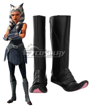 Star Wars The Clone Wars Ahsoka Tano Black Shoes Cosplay Boots