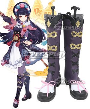 Genshin Impact Yunjin Halloween Black Shoes Cosplay Boots