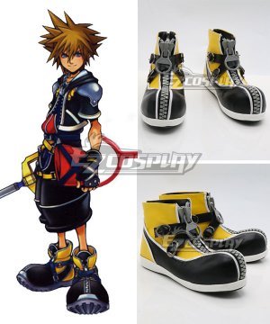 Kingdom Hearts 2 Sora Black Shoes Cosplay Boots