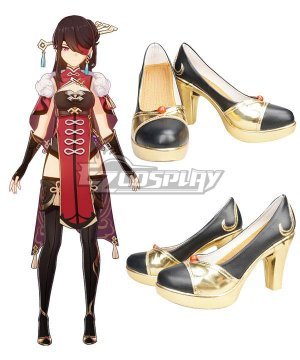 Genshin Impact Beidou Black Golden Cosplay Shoes