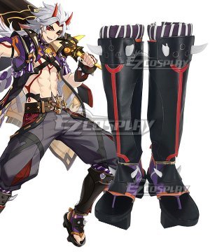 Genshin Impact Arataki Itto Black Shoes Cosplay Boots