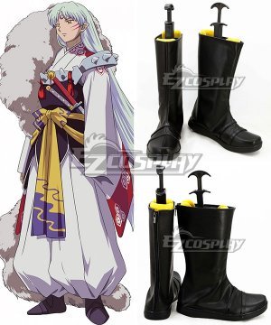 Inuyasha Sesshomaru Black Shoes Cosplay Boots