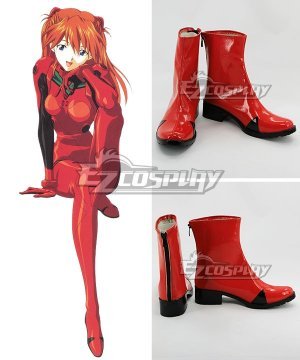 EVA Neon Genesis Evangelion Asuka Langley Sohryu Red Black Cosplay Shoes