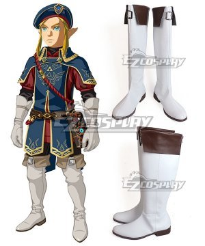 The Legend Of Zelda: Breath Of The Wild Link Royal Guard DLC White Shoes Cosplay Boots