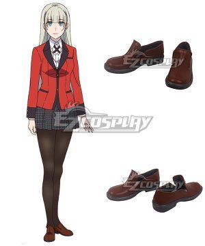 Kakegurui Compulsive Gambler Ririka Momobami Brown Cosplay Shoes