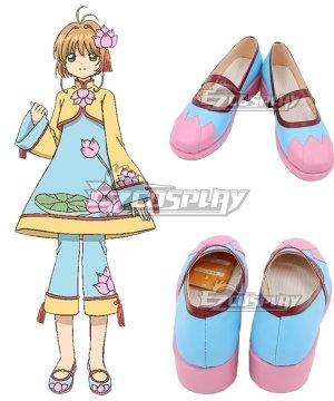 Sakura Kinomoto Chinese Style Lotus Flower Pattern Blue Cosplay