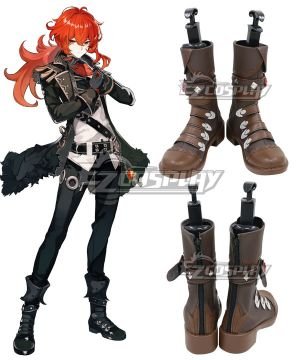 Genshin Impact Diluc Brown Shoes Cosplay Boots