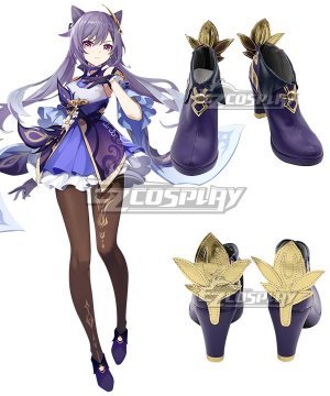 Genshin Impact Keqing Purple Cosplay Shoes