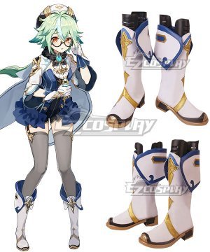 Genshin Impact Sucrose White Shoes Cosplay Boots