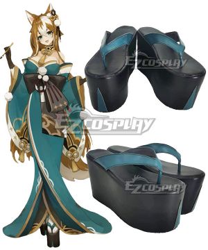 Genshin Impact Ms Hina Gorou Female Blue Green Cosplay Shoes