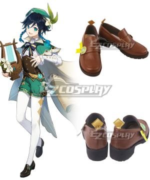 Genshin Impact Venti Brown Cosplay Shoes