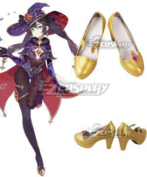 Genshin Impact Mona Golden Cosplay Shoes