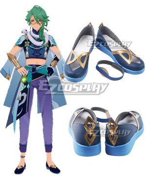 Genshin Impact Baizhu Blue Cosplay Shoes