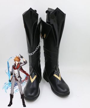 Genshin Impact Childe Tartaglia Black Shoes Cosplay Boots