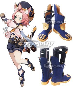 Genshin Impact Diona Blue Shoes Cosplay Boots