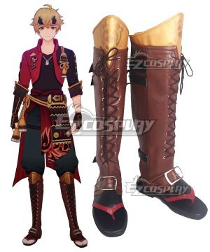 Genshin Impact Thoma Brown Shoes Cosplay Boots