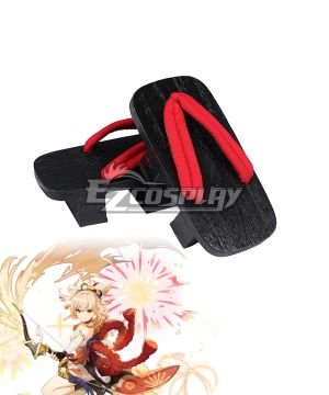 Genshin Impact Yoimiya Black Cosplay Shoes