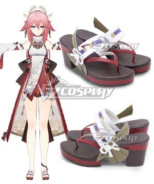 Genshin Impact Yae Miko Guuji Yae Brown Cosplay Shoes