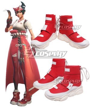 Overwatch2 OW2 Kiriko Red Cosplay Shoes