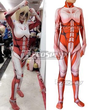 Attack on titan Full Body Red Muscle Morphsuit Zentai Cosplay Costume