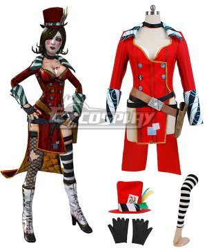 Mad Moxxi Halloween Outfit Suit Attire Hat Belt Set Red Cosplay