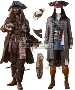  Dead Men Tell No Tales Captain Jack Sparrow Halloween Cosplay  - Including Wig and Not Boots