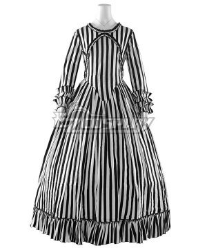 The Nightmare Before Christmas Female Jack Skellington White Dress Halloween Cosplay