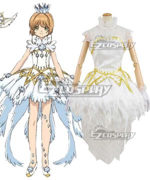 Cardcaptor Sakura: Clear Card Sakura Kinomoto Ice Snow Angel White Dress Cosplay