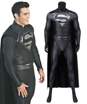 DC Crisis on Infinite Earths Superman Clark Kent Black Suit Cosplay