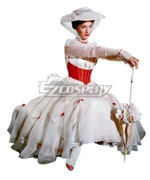 Disney Mary Poppins White Dress Halloween Cosplay