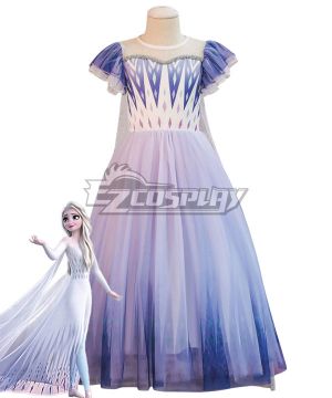 Kids Child Size Disney Frozen 2 Elsa Purple Dress Cosplay