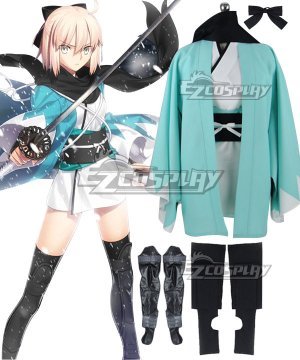 Saber Altria Pendragon King Arthur Okita Souji Green Cosplay