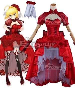 FGO Saber Caster Nero Claudius Rose Dress Cosplay