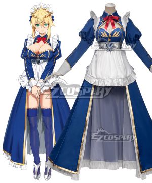 Fate Grand Order Lancer Artoria Pendragon Maid BLue Cosplay