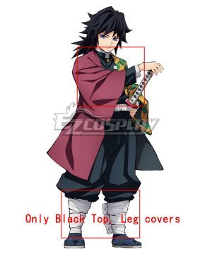  Kimetsu No Yaiba Giyuu Tomioka Cosplay  - Only Black Top, Leg covers