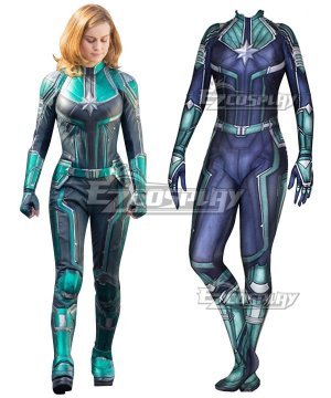 2019 Movie Captain Marvel Carol Danvers Printed Jumpsuit Cosplay