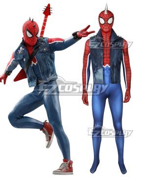 Marvel Video Game PS4 Spider Man Peter Parker Punk Rock SpiderMan Spider-Man Spandex Jumpsuit Cosplay