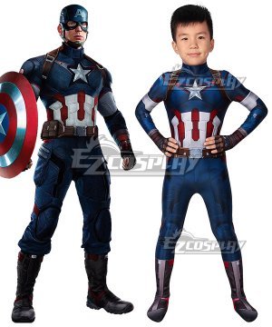 Kids Marvel The Avengers 2 Captain America Zentai Jumpsuit Cosplay