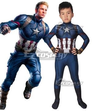 Kids Marvel Avengers 4: Endgame Steven Rogers Captain America Zentai Jumpsuit Cosplay