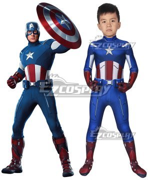 Kids Marvel The Avengers Captain America Zentai Jumpsuit Cosplay