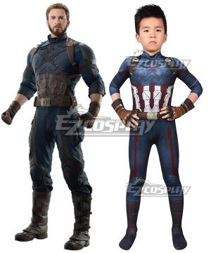 Kids Marvel Avengers 4: Endgame Steven Rogers Captain America Jumpsuit Cosplay