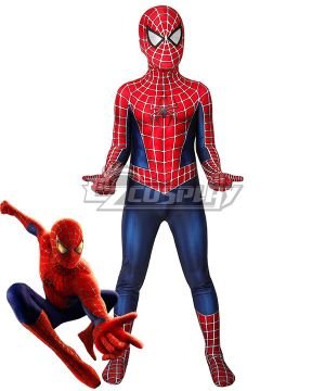 Kids Marvel 2002 Movie Spider-Man  Tobey Maguire Jumpsuit Cosplay