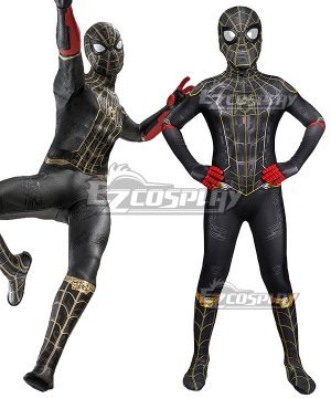 Kids Spider-Man 3 No Way Home Spider Man Peter Parker Black and Gold Suit Jumpsuit Zentai Halloween Cosplay