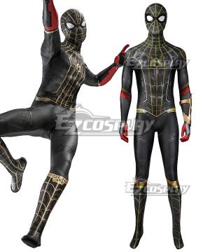 Marvel Spider-Man 3 No Way Home Spider Man 3 Peter Parker Black and Gold Suit Jumpsuit Zentai Halloween Cosplay