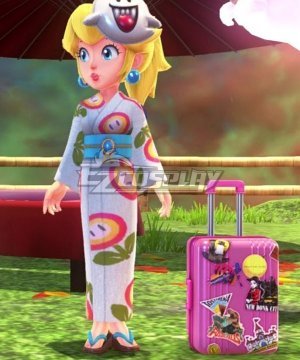 Super Mario Odyssey Princess Peach Festival Fire Flower Kimono Cosplay Costume