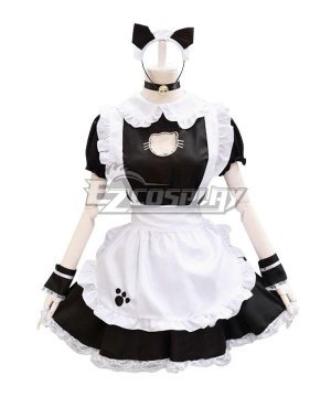 Black and White Lolita Cute Cat Maid Dress Cosplay  - EMDS037Y