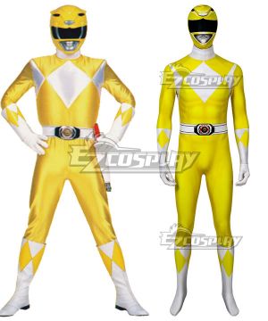 Mighty Morphin Power Rangers Yellow Ranger Zentai Jumpsuit Cosplay
