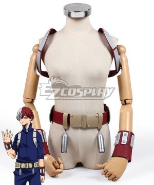 Boku No Hero Akademia Shoto Todoroki Battle Suit Gauntlets Strap Belt Cosplay