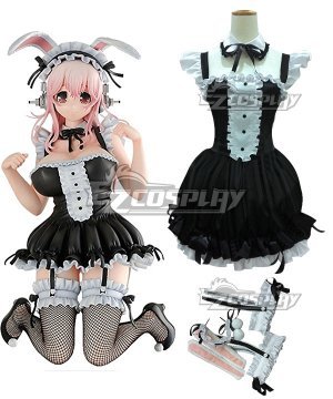 SUPERSONICO Super Sonico Bunny Figure Black Wihte Maid Cosplay